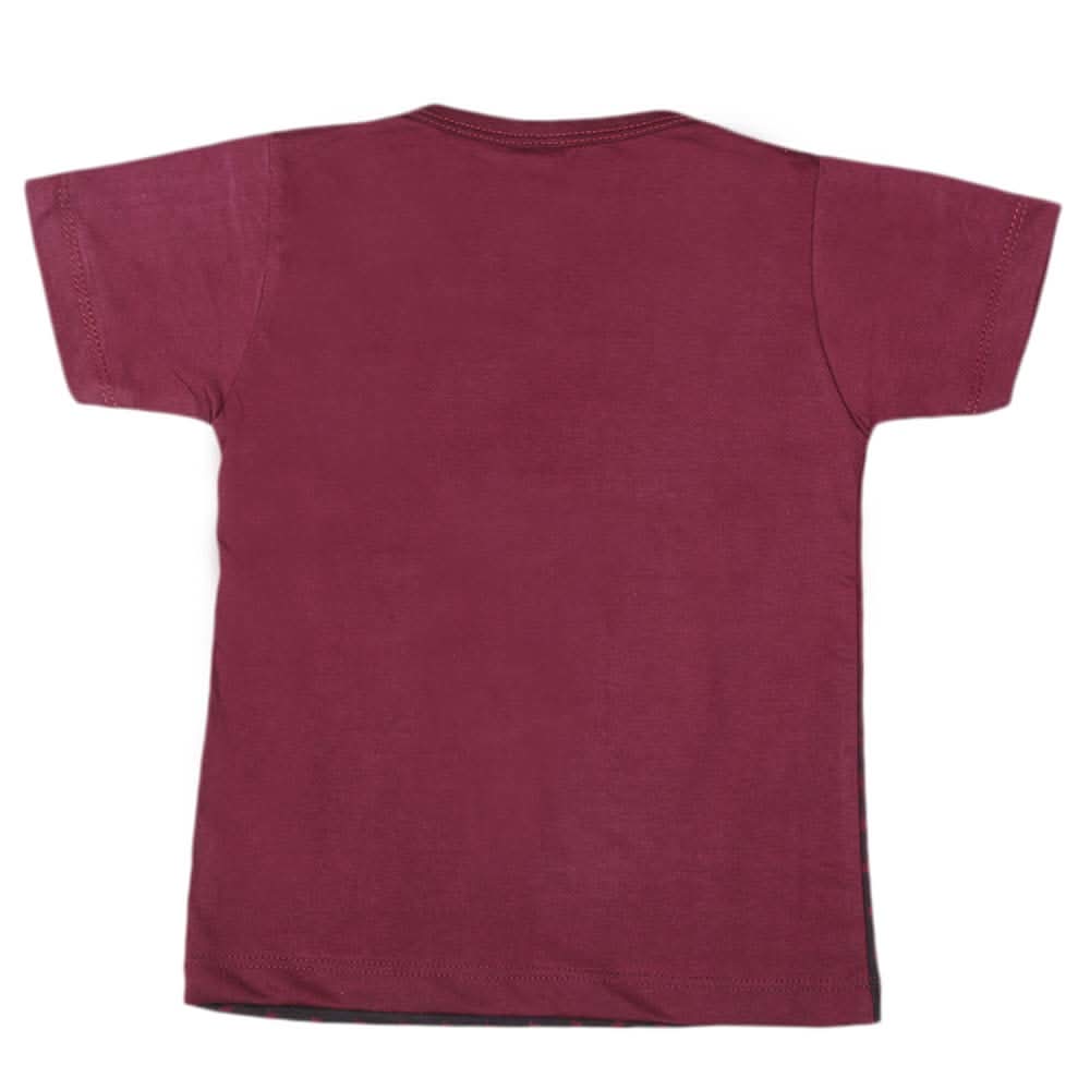 Boys Half Sleeves T-Shirt - Maroon, Kids, Boys T-Shirts, Chase Value, Chase Value