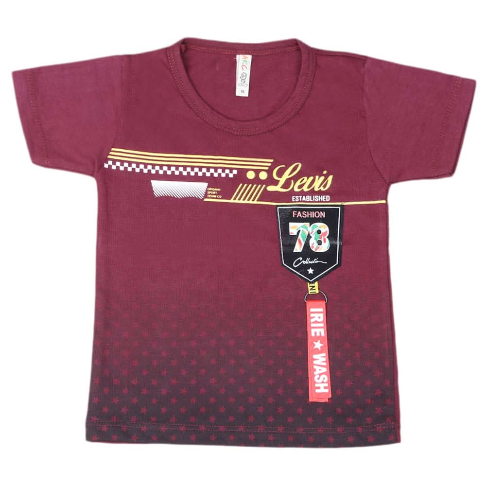 Boys Half Sleeves T-Shirt - Maroon, Kids, Boys T-Shirts, Chase Value, Chase Value