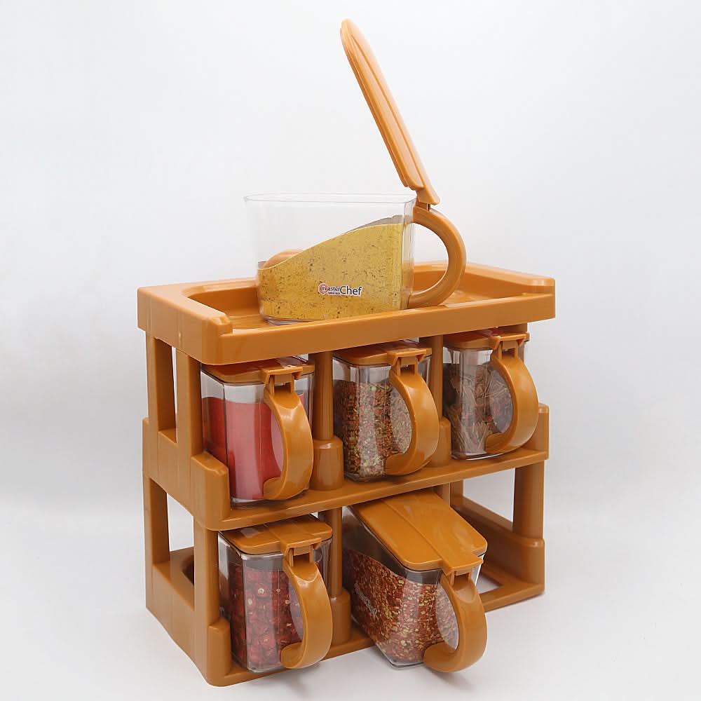 Master Chief Spice Rack 6 Jars Set 450ml - Brown, Home & Lifestyle, Storage Boxes, Chase Value, Chase Value