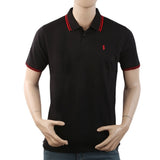 Men's Half Sleeves with Logo Ban Collar Polo T-Shirt - Black, Men, T-Shirts And Polos, Chase Value, Chase Value