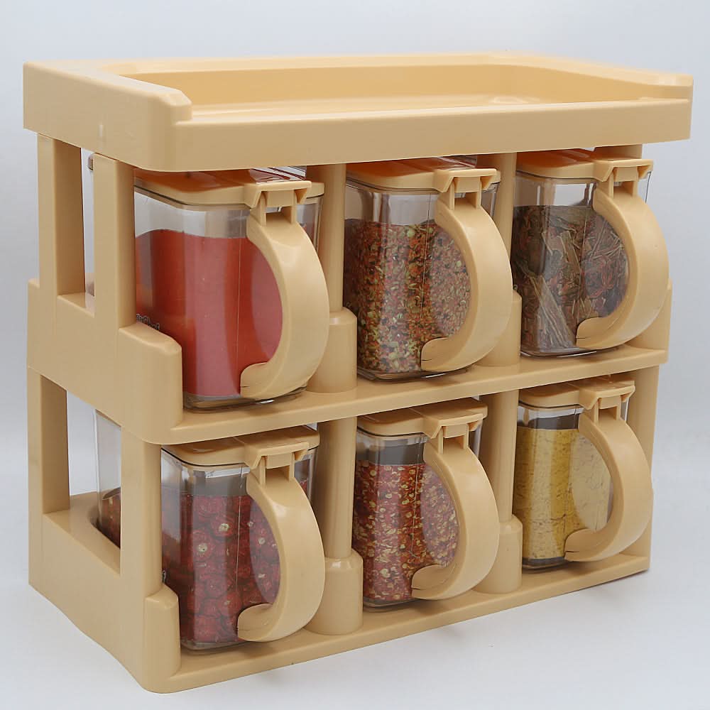 Master Chief Spice Rack 6 Jars Set 450ml - Beige, Home & Lifestyle, Storage Boxes, Chase Value, Chase Value