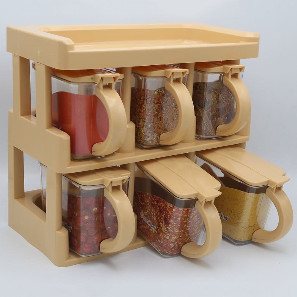 Master Chief Spice Rack 6 Jars Set 450ml - Beige, Home & Lifestyle, Storage Boxes, Chase Value, Chase Value