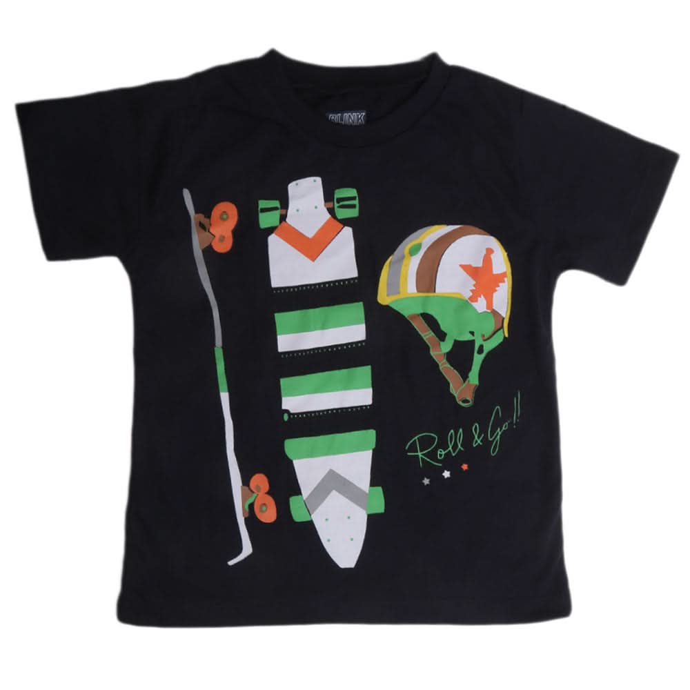 Boys Printed Half Sleeves T-Shirt  4725 - Navy Blue, Kids, Boys T-Shirts, Chase Value, Chase Value