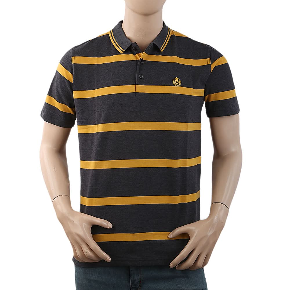Men's Half Sleeves with Logo Polo T-Shirt - Dark Grey, Men, T-Shirts And Polos, Chase Value, Chase Value