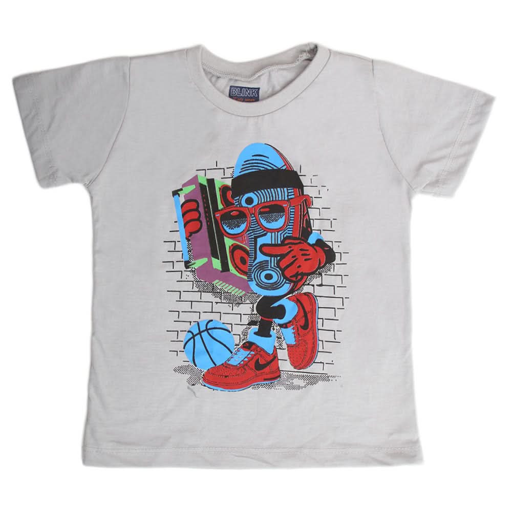 Boys Printed Half Sleeves T-Shirt 4736 - Dark Grey, Kids, Boys T-Shirts, Chase Value, Chase Value