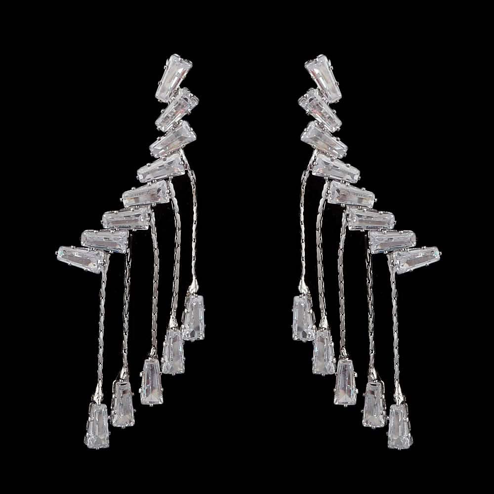 Women's Zircon Earring - Silver, Women, Earrings & Tops, Chase Value, Chase Value