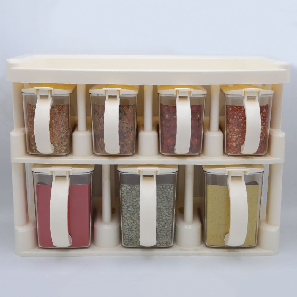 Master Chef Spice Rack 7 Jars Set 450ml - Beige, Home & Lifestyle, Storage Boxes, Chase Value, Chase Value