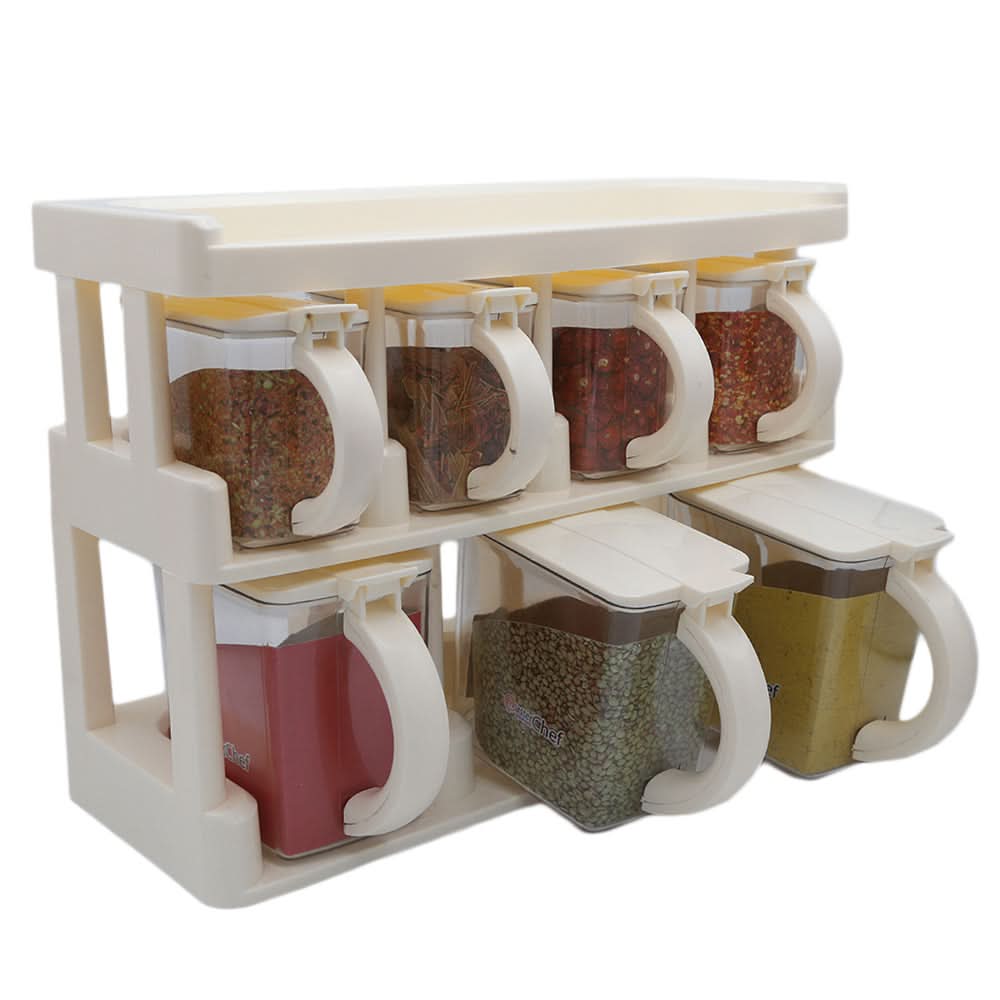 Master Chef Spice Rack 7 Jars Set 450ml - Fawn, Home & Lifestyle, Storage Boxes, Chase Value, Chase Value