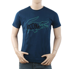 Men's Half Sleeves Printed T-Shirt - Steel Blue, Men, T-Shirts And Polos, Chase Value, Chase Value