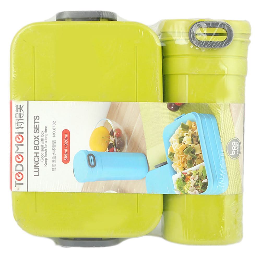 Homeo Lunch Box With Water Bottle (6702) - Green, Kids, Tiffin Boxes And Bottles, Chase Value, Chase Value
