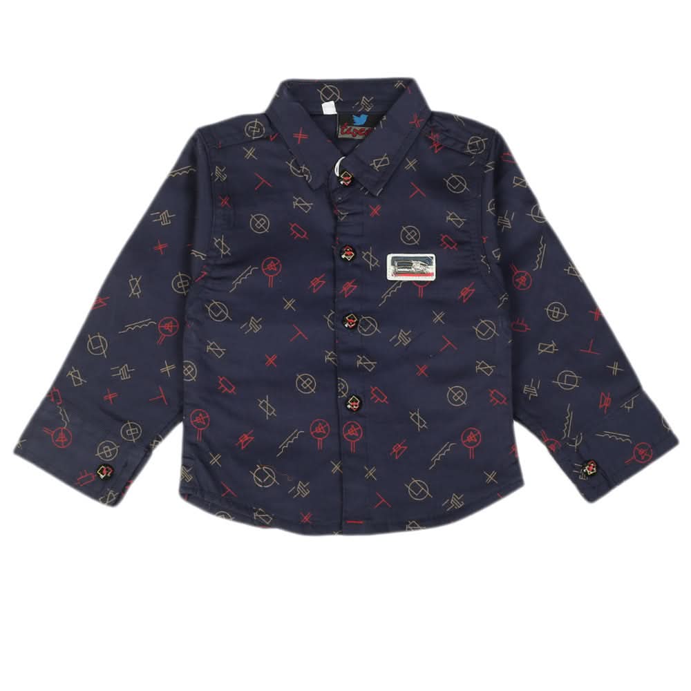 Newborn Boys Full Sleeves Shirt - Navy Blue, Newborn Boys Shirts & T-Shirts, Chase Value, Chase Value
