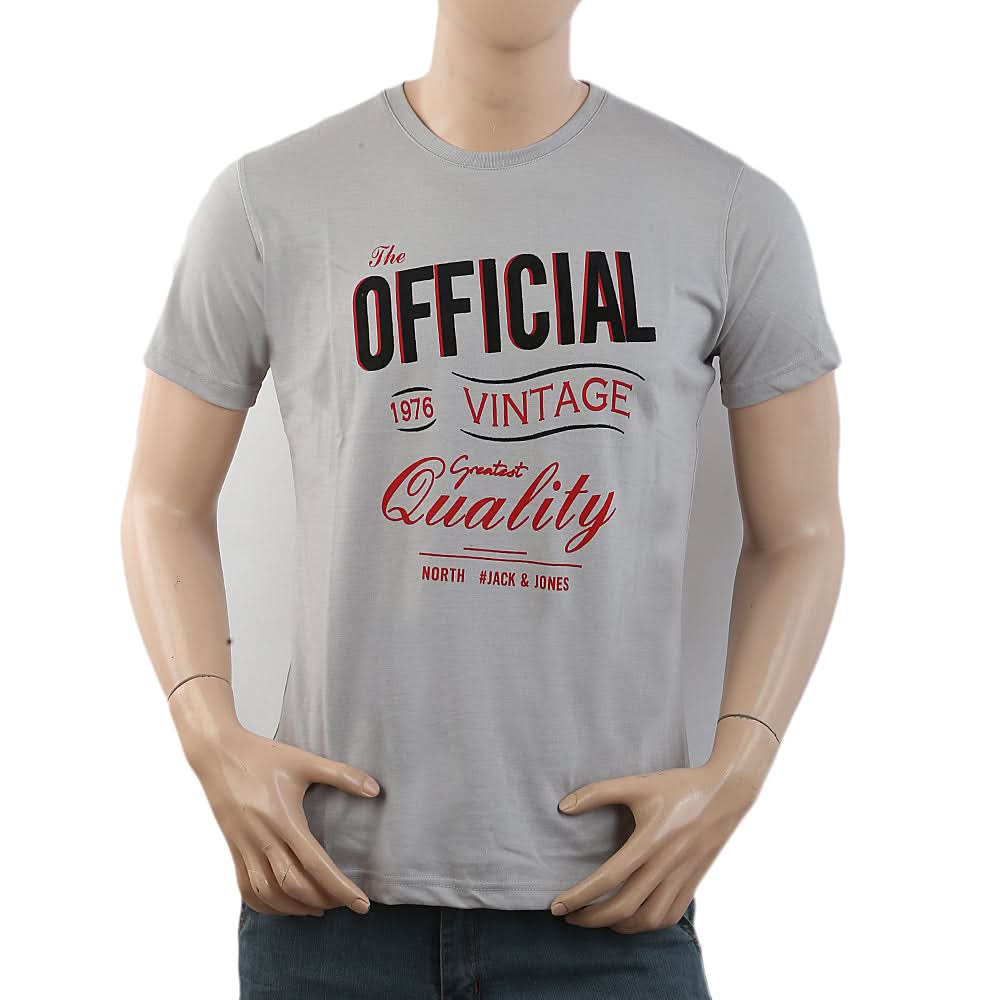 Men's Half Sleeves Printed T-Shirt - Light Grey, Men, T-Shirts And Polos, Chase Value, Chase Value