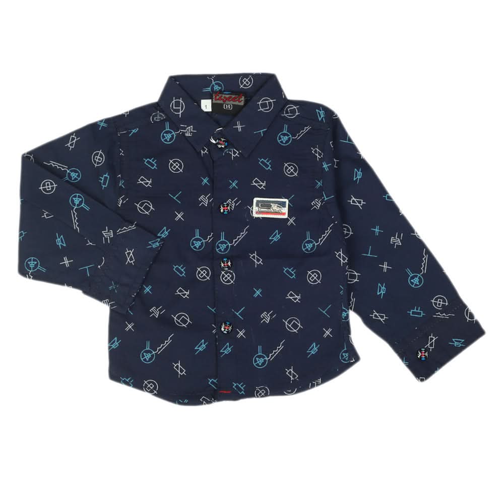 Newborn Boys Full Sleeves Shirt - Navy Blue, Newborn Boys Shirts & T-Shirts, Chase Value, Chase Value