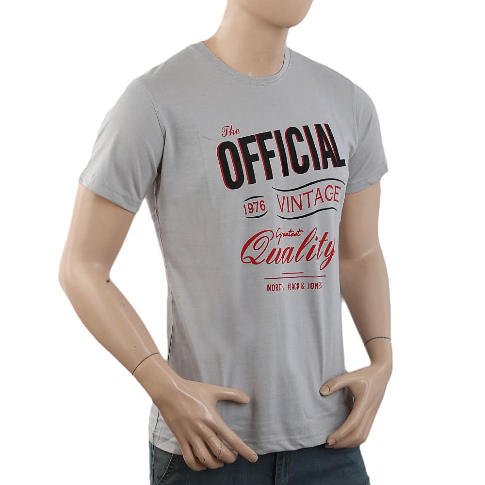 Men's Half Sleeves Printed T-Shirt - Light Grey, Men, T-Shirts And Polos, Chase Value, Chase Value
