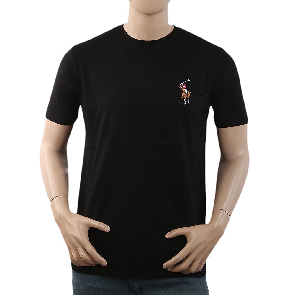 Men's Half Sleeves with Logo T-Shirt - Black, Men, T-Shirts And Polos, Chase Value, Chase Value