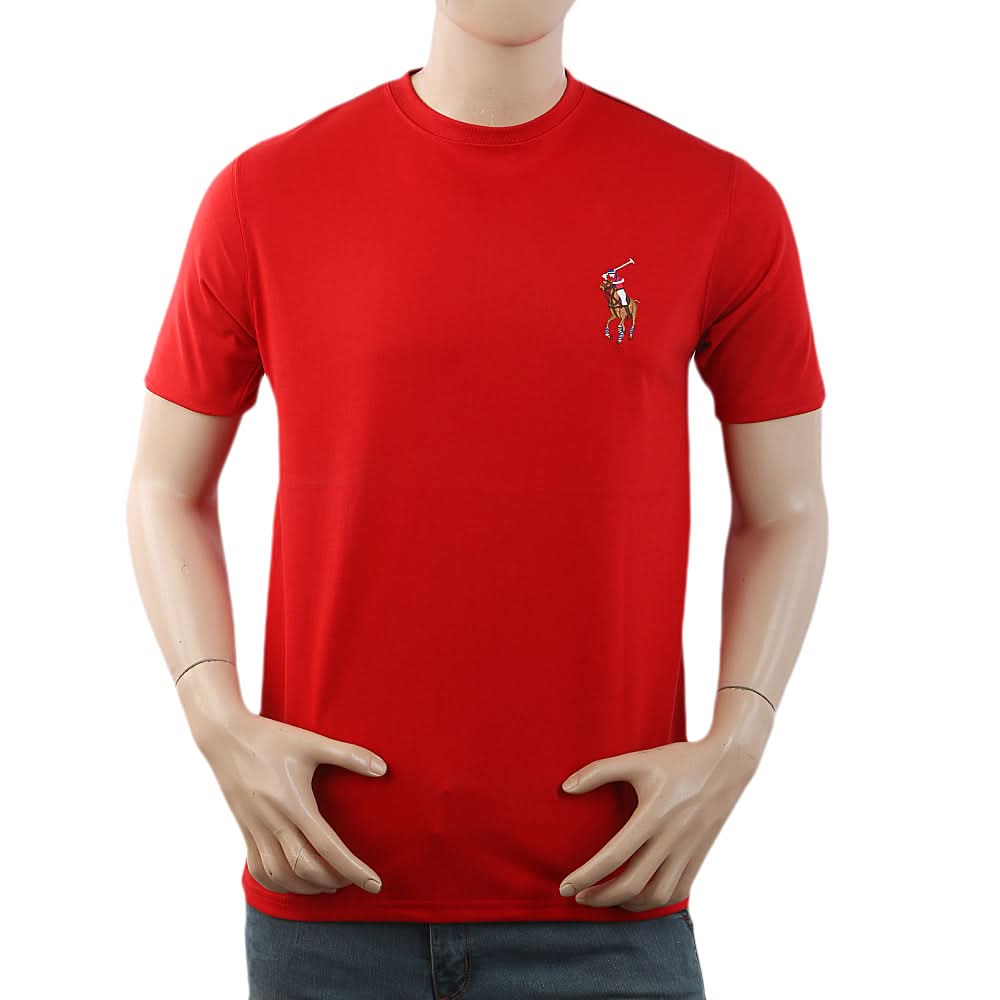 Men's Half Sleeves with Logo T-Shirt - Red, Men, T-Shirts And Polos, Chase Value, Chase Value