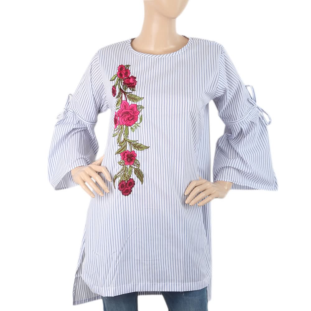 Women's  Embroidered Kurti - Light Blue, Women, Ready Kurtis, Chase Value, Chase Value