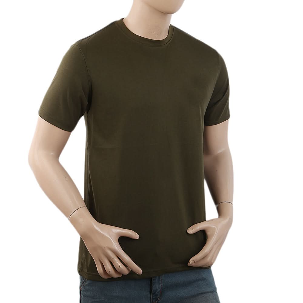Men's Half Sleeves with Logo T-Shirt - Olive Green, Men, T-Shirts And Polos, Chase Value, Chase Value