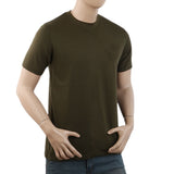 Men's Half Sleeves with Logo T-Shirt - Olive Green, Men, T-Shirts And Polos, Chase Value, Chase Value