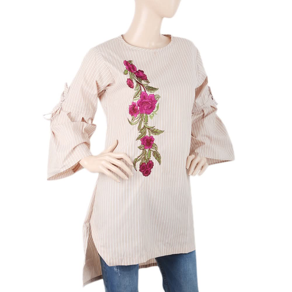 Women's  Embroidered Kurti - Beige, Women, Ready Kurtis, Chase Value, Chase Value
