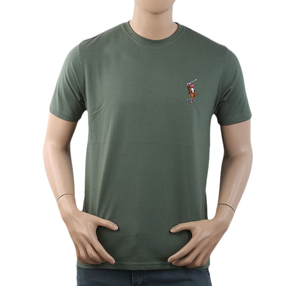 Men's Half Sleeves with Logo T-Shirt - Light Green, Men, T-Shirts And Polos, Chase Value, Chase Value