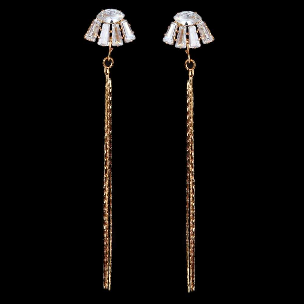 Women's Zircon Earring - Golden, Women, Earrings & Tops, Chase Value, Chase Value