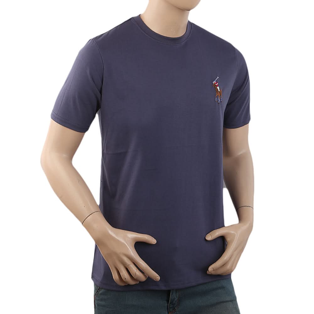 Men's Half Sleeves with Logo T-Shirt - Blue, Men, T-Shirts And Polos, Chase Value, Chase Value