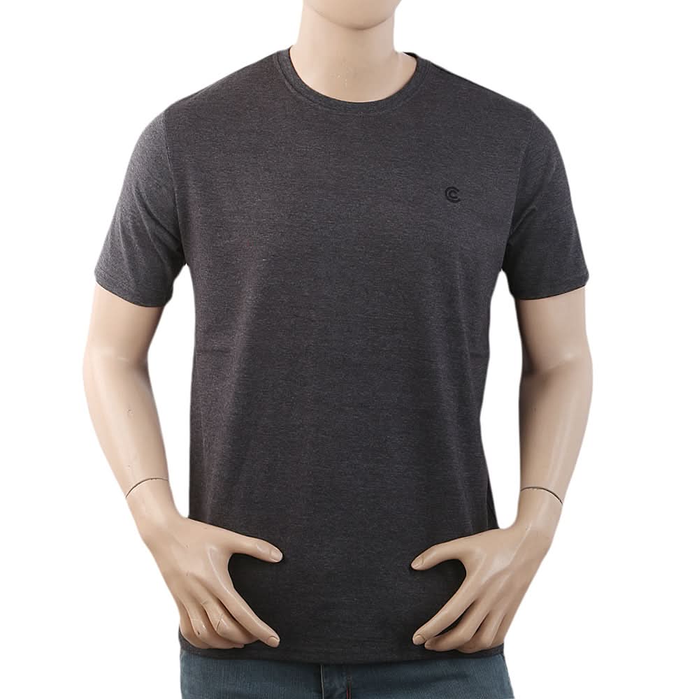 Men's Half Sleeves with Logo T-Shirt - Grey, Men, T-Shirts And Polos, Chase Value, Chase Value