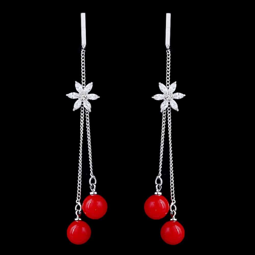 Women's Zircon Earring - Maroon, Women, Earrings & Tops, Chase Value, Chase Value