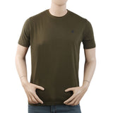 Men's Half Sleeves with Logo T-Shirt - Olive Green, Men, T-Shirts And Polos, Chase Value, Chase Value