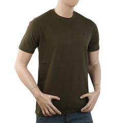 Men's Half Sleeves with Logo T-Shirt - Olive Green, Men, T-Shirts And Polos, Chase Value, Chase Value