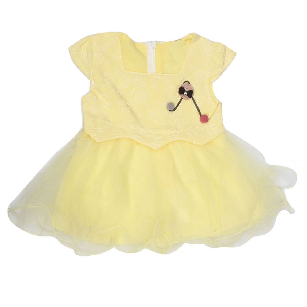Newborn Girls Fancy Half Sleeves Net Frock - Yellow, Kids, NB Girls Frocks, Chase Value, Chase Value