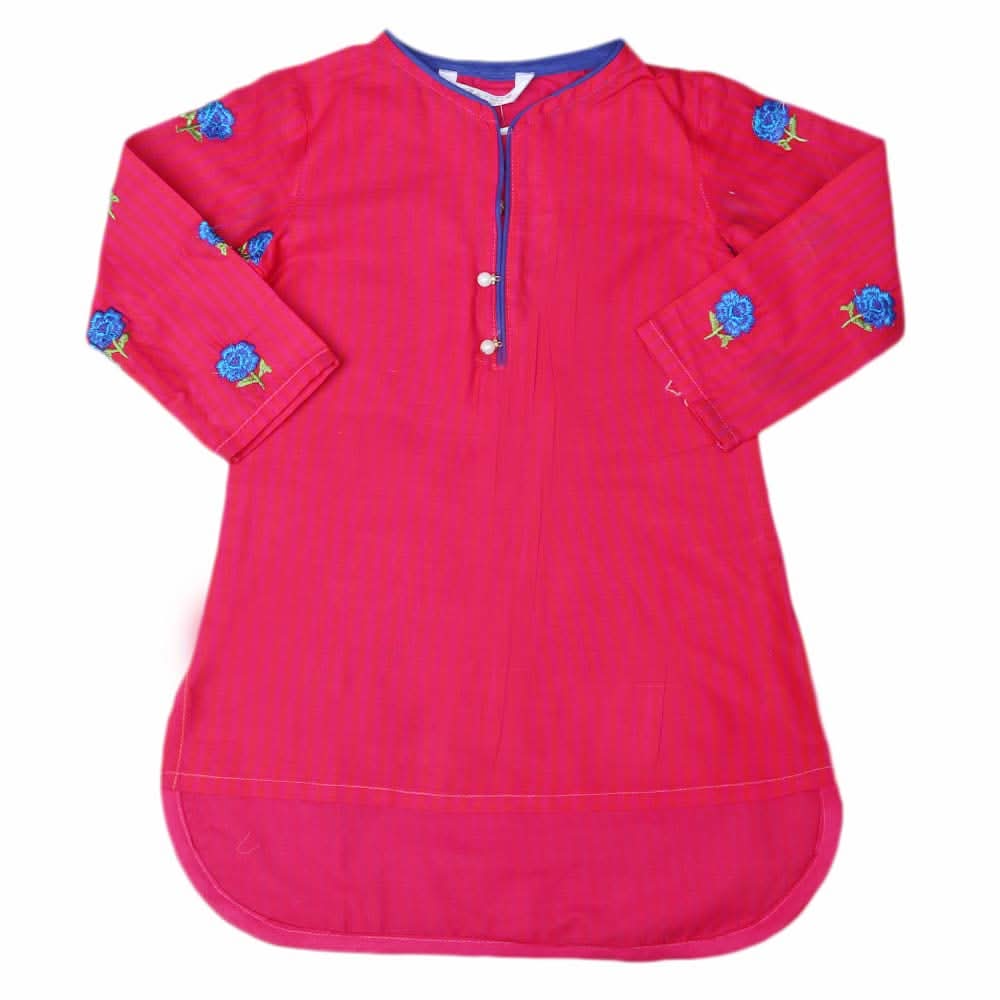 Girls Embroidered Cotton  Kurti - Pink, Kids, Girls Kurti, Chase Value, Chase Value