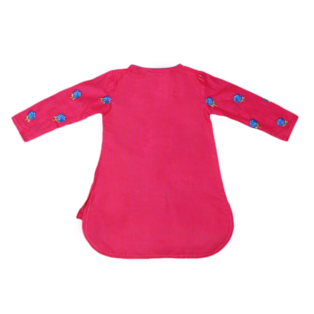 Girls Embroidered Cotton  Kurti - Pink, Kids, Girls Kurti, Chase Value, Chase Value