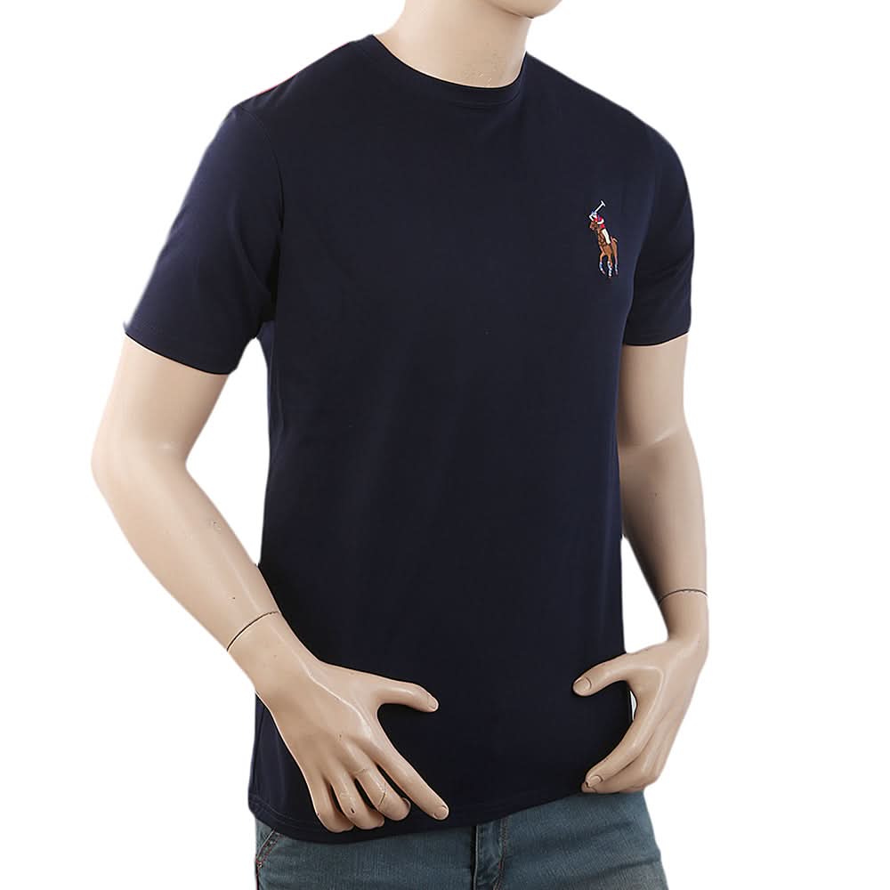 Men's Half Sleeves with Logo T-Shirt - Navy Blue, Men, T-Shirts And Polos, Chase Value, Chase Value