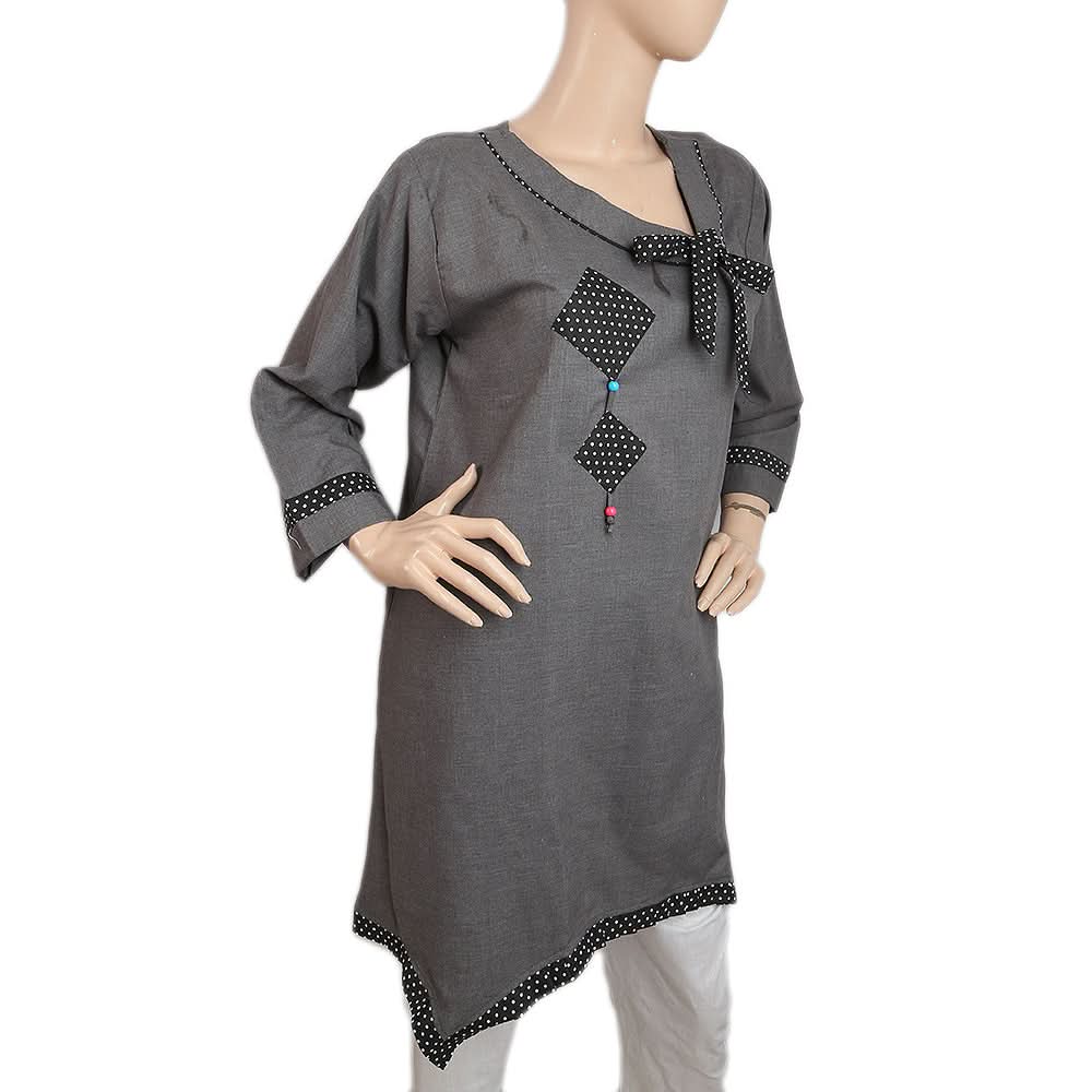 Women's Denim Kurti - Grey, Women, Ready Kurtis, Chase Value, Chase Value