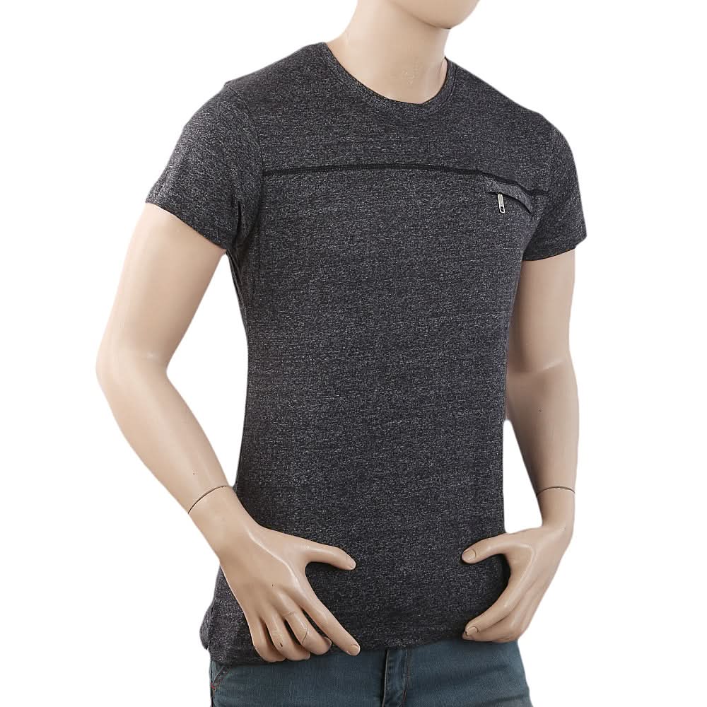 Men's Half Sleeves Twisted Fancy T-Shirt - Grey, Men, T-Shirts And Polos, Chase Value, Chase Value