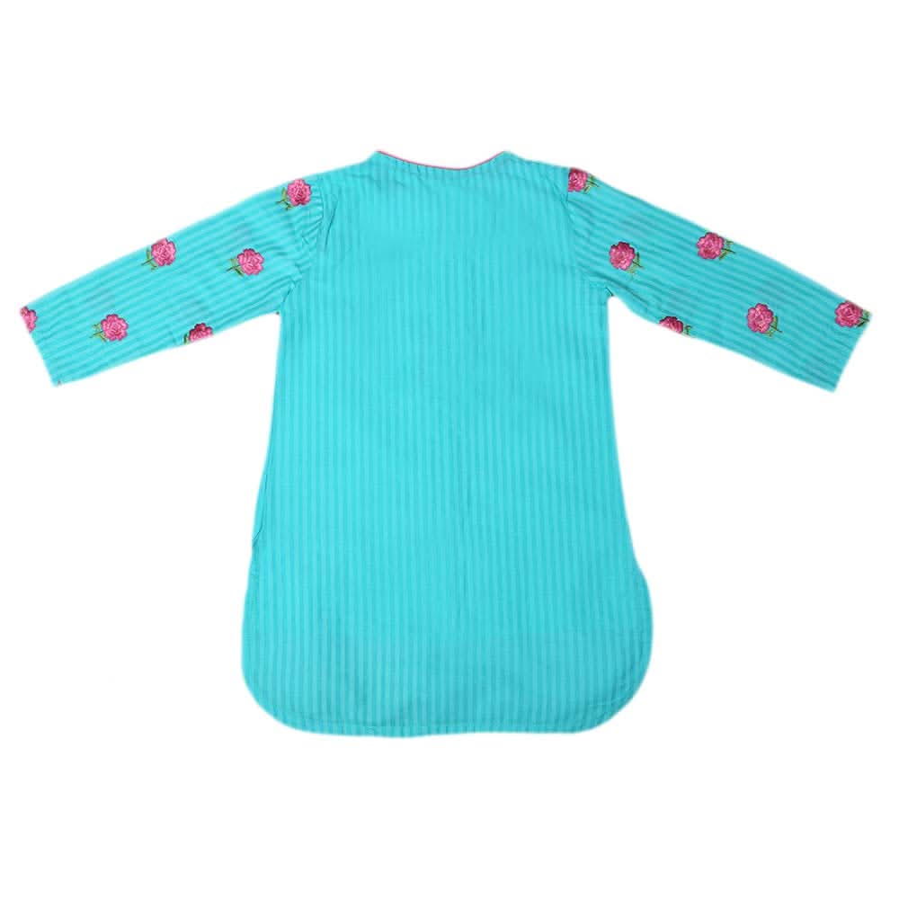Girls Embroidered Cotton  Kurti - Sea Green, Kids, Girls Kurti, Chase Value, Chase Value