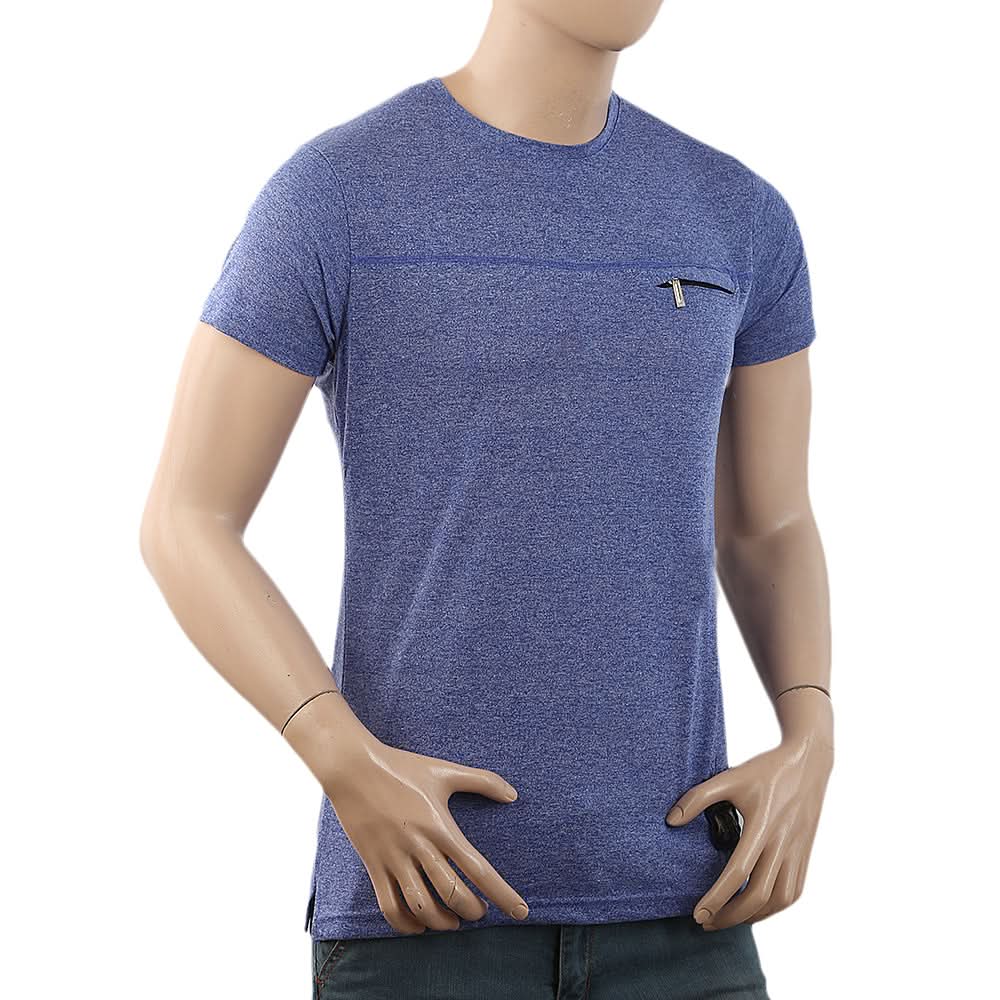 Men's Half Sleeves Twisted Fancy T-Shirt - Blue, Men, T-Shirts And Polos, Chase Value, Chase Value