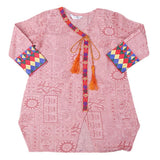 Girls Embroidered Cotton  Kurti - Peach, Kids, Girls Kurti, Chase Value, Chase Value