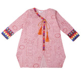 Girls Embroidered Cotton  Kurti - Peach, Kids, Girls Kurti, Chase Value, Chase Value