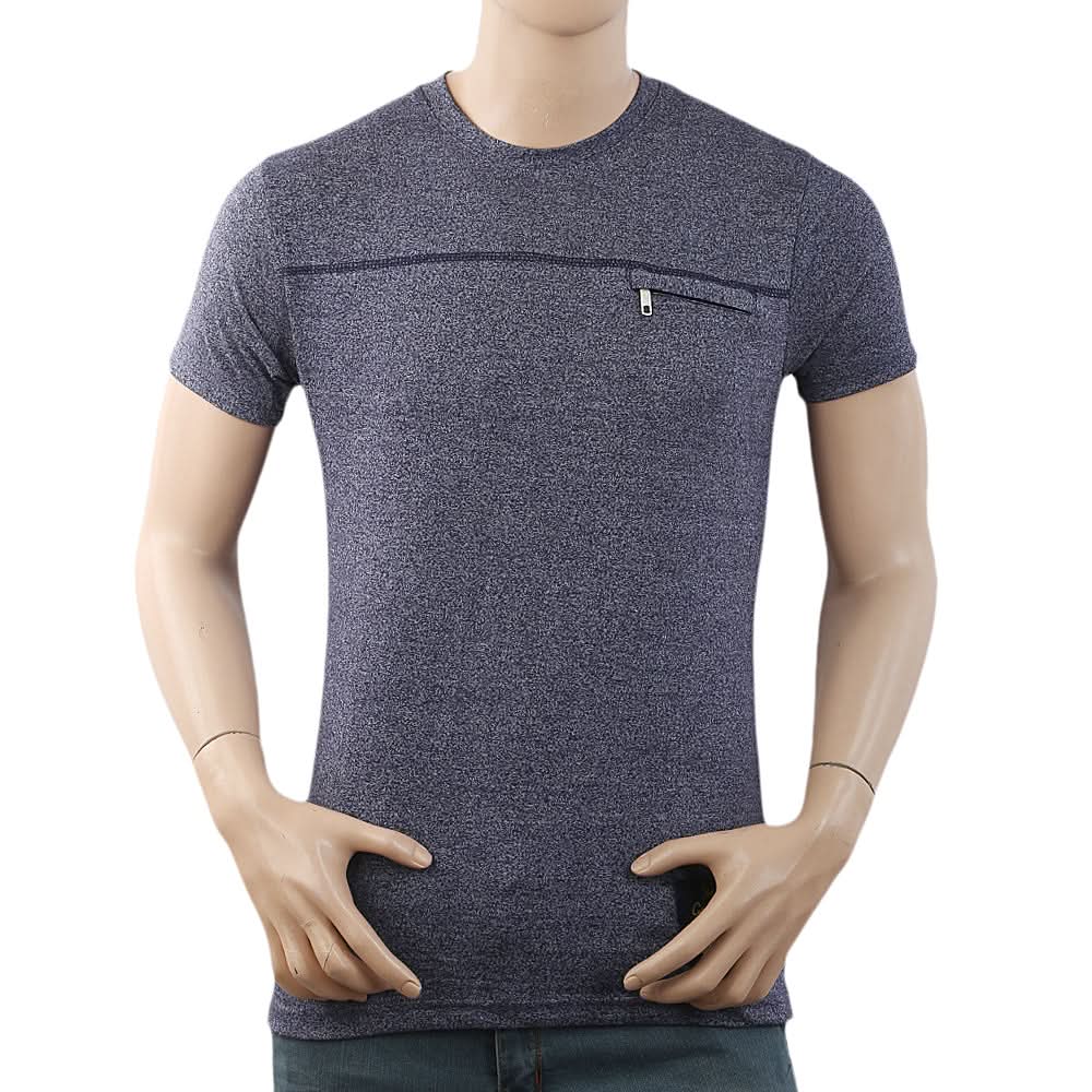 Men's Half Sleeves Twisted Fancy T-Shirt - Navy Blue, Men, T-Shirts And Polos, Chase Value, Chase Value