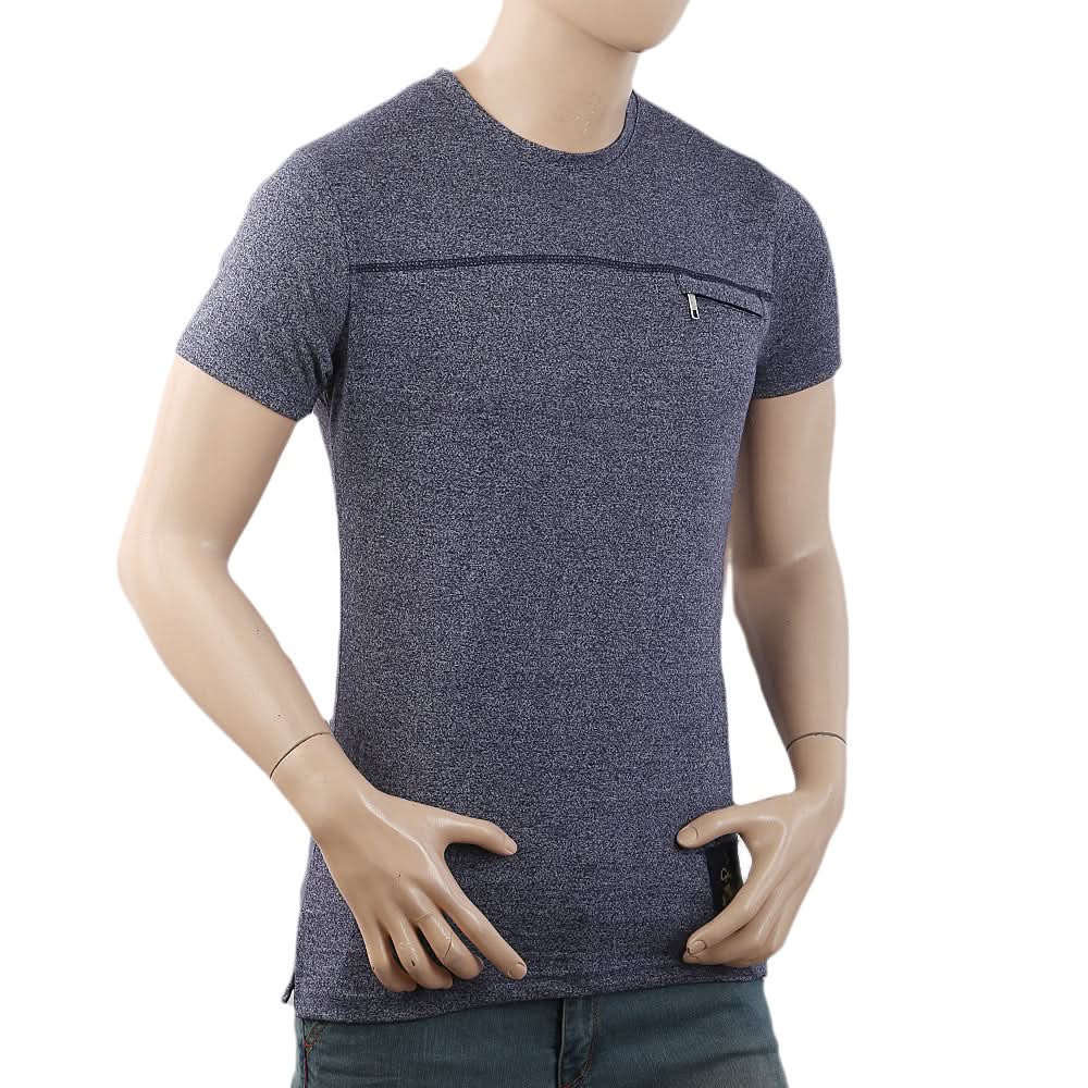 Men's Half Sleeves Twisted Fancy T-Shirt - Navy Blue, Men, T-Shirts And Polos, Chase Value, Chase Value