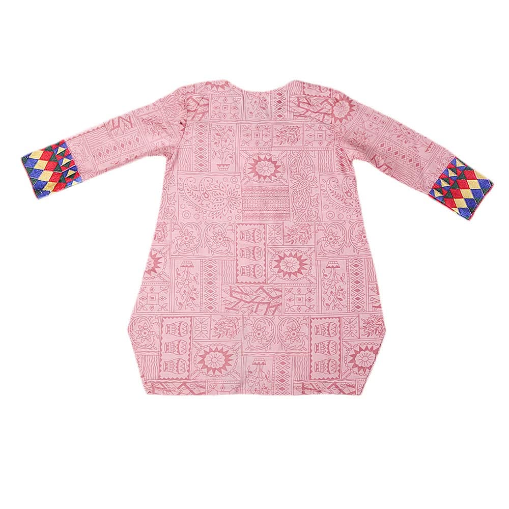 Girls Embroidered Cotton  Kurti - Peach, Kids, Girls Kurti, Chase Value, Chase Value