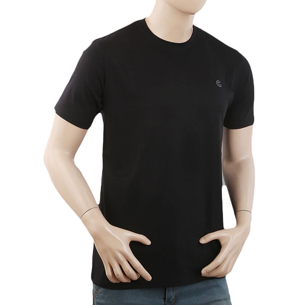 Men's Half Sleeves with Logo T-Shirt - Black, Men, T-Shirts And Polos, Chase Value, Chase Value