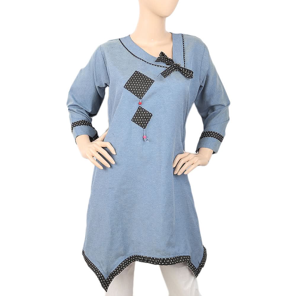 Women's Denim Kurti - Dark-Blue, Women, Ready Kurtis, Chase Value, Chase Value