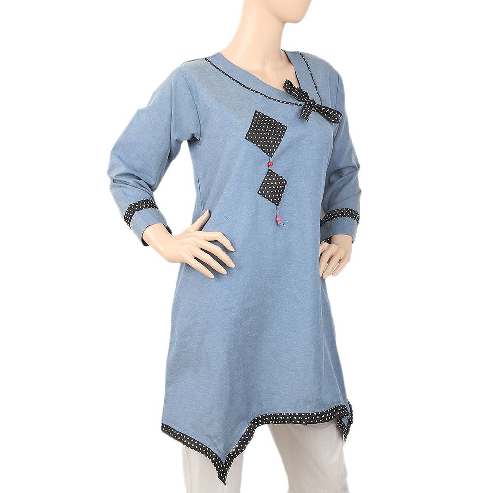 Women's Denim Kurti - Dark-Blue, Women, Ready Kurtis, Chase Value, Chase Value