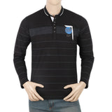 Men's Full Sleeves Sherwani Collar T-Shirt - Black, Men, T-Shirts And Polos, Chase Value, Chase Value