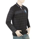 Men's Full Sleeves Sherwani Collar T-Shirt - Black, Men, T-Shirts And Polos, Chase Value, Chase Value