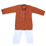 Boys Embroidered Kurta Shalwar Suit - Dark Brown, Kids, Boys Shalwar Kameez, Chase Value, Chase Value